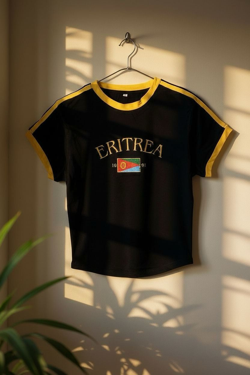 Legacy — Crop Top Érythrée Noir Brodé (ጻሊም Tselim)