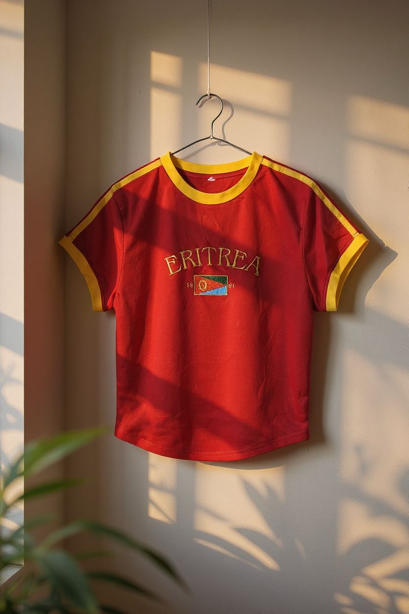 Bloodline — Crop Top Érythrée Rouge Brodé (ቀይሕ Qeyḥ)