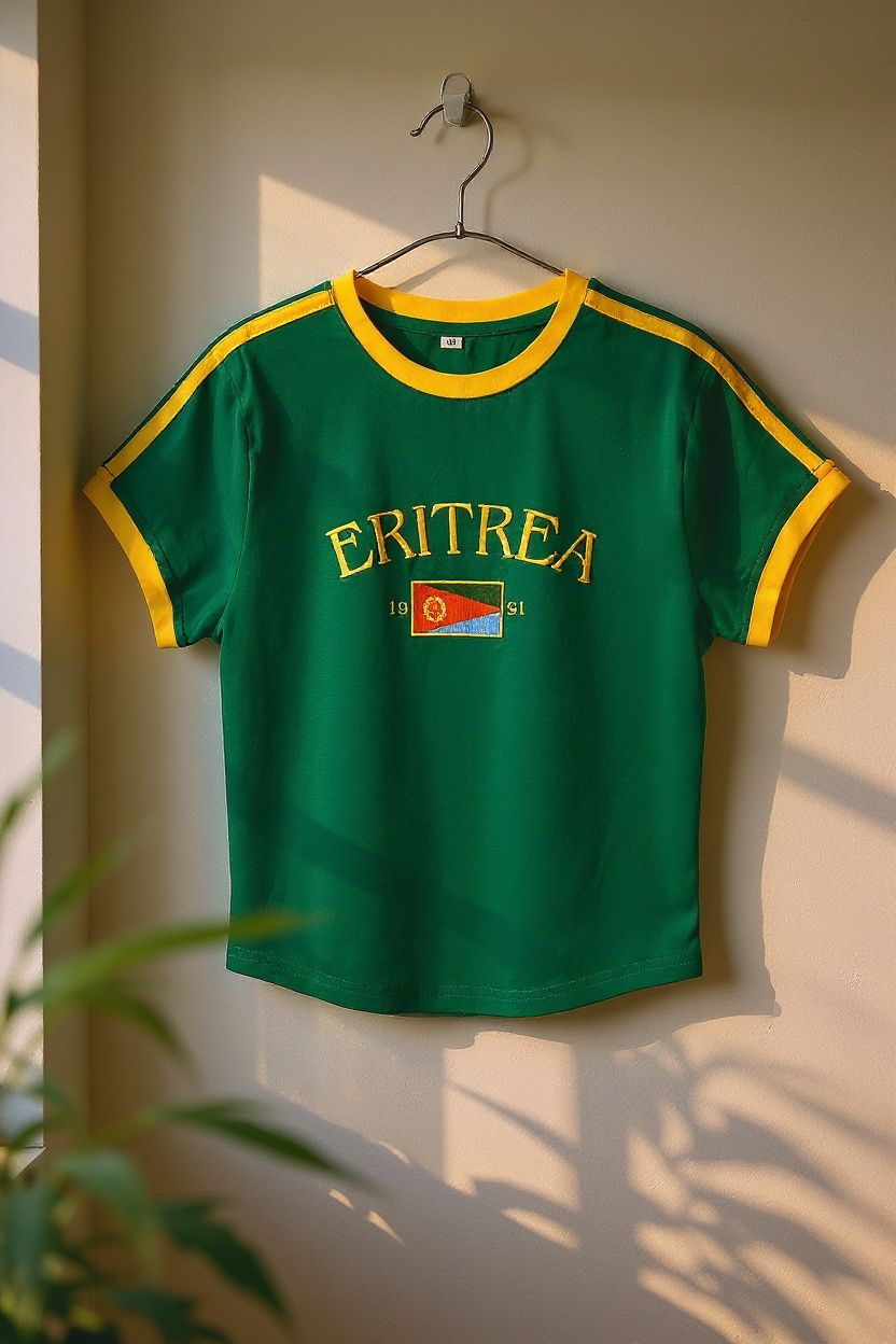 Green Flame — Crop Top Érythrée Vert Brodé (ቀጠሊያ Qeṭelīya)